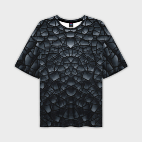 Мужская футболка oversize 3D с принтом Чёрная текстура трещины в Новосибирске,  |  | 