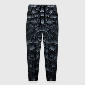 Мужские брюки 3D с принтом Чёрная текстура трещины в Новосибирске, 100% полиэстер | манжеты по низу, эластичный пояс регулируется шнурком, по бокам два кармана без застежек, внутренняя часть кармана из мелкой сетки | 