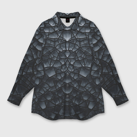 Мужская рубашка oversize 3D с принтом Чёрная текстура трещины в Новосибирске,  |  | 