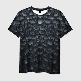 Мужская футболка 3D с принтом Чёрная текстура трещины в Новосибирске, 100% полиэфир | прямой крой, круглый вырез горловины, длина до линии бедер | 