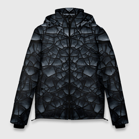 Мужская зимняя куртка 3D с принтом Чёрная текстура трещины в Тюмени, верх — 100% полиэстер; подкладка — 100% полиэстер; утеплитель — 100% полиэстер | длина ниже бедра, свободный силуэт Оверсайз. Есть воротник-стойка, отстегивающийся капюшон и ветрозащитная планка. 

Боковые карманы с листочкой на кнопках и внутренний карман на молнии. | Тематика изображения на принте: 