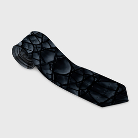 Галстук 3D с принтом Чёрная текстура трещины в Новосибирске, 100% полиэстер | Длина 148 см; Плотность 150-180 г/м2 | 