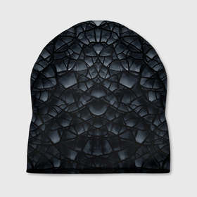 Шапка 3D с принтом Чёрная текстура трещины в Новосибирске, 100% полиэстер | универсальный размер, печать по всей поверхности изделия | 