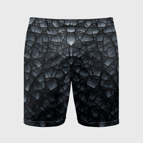 Мужские шорты спортивные с принтом Чёрная текстура трещины в Новосибирске,  |  | 