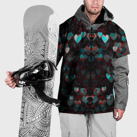 Накидка на куртку 3D с принтом Сердца серые паттерн в Кировске, 100% полиэстер |  | 
