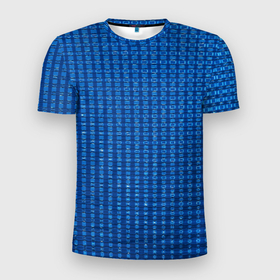 Мужская футболка 3D Slim с принтом Графический эффект с меняющимся прямоугольником в текстуре в Курске, 100% полиэстер с улучшенными характеристиками | приталенный силуэт, круглая горловина, широкие плечи, сужается к линии бедра | 