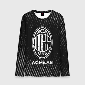 Мужской лонгслив 3D с принтом AC Milan с потертостями на темном фоне в Курске, 100% полиэстер | длинные рукава, круглый вырез горловины, полуприлегающий силуэт | 
