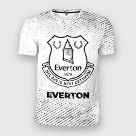 Мужская футболка 3D Slim с принтом Everton с потертостями на светлом фоне в Белгороде, 100% полиэстер с улучшенными характеристиками | приталенный силуэт, круглая горловина, широкие плечи, сужается к линии бедра | 