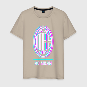 Светящаяся мужская футболка с принтом AC Milan FC в стиле glitch в Белгороде,  |  | Тематика изображения на принте: 