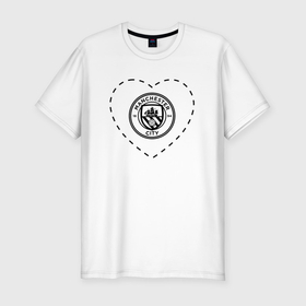 Мужская футболка хлопок Slim с принтом Лого Manchester City в сердечке в Белгороде, 92% хлопок, 8% лайкра | приталенный силуэт, круглый вырез ворота, длина до линии бедра, короткий рукав | 
