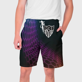 Мужские шорты 3D с принтом Sevilla футбольная сетка в Тюмени,  полиэстер 100% | прямой крой, два кармана без застежек по бокам. Мягкая трикотажная резинка на поясе, внутри которой широкие завязки. Длина чуть выше колен | 