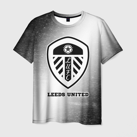 Мужская футболка 3D с принтом Leeds United sport на светлом фоне в Санкт-Петербурге, 100% полиэфир | прямой крой, круглый вырез горловины, длина до линии бедер | 