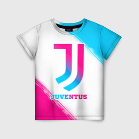 Детская футболка 3D с принтом Juventus neon gradient style в Кировске, 100% гипоаллергенный полиэфир | прямой крой, круглый вырез горловины, длина до линии бедер, чуть спущенное плечо, ткань немного тянется | 