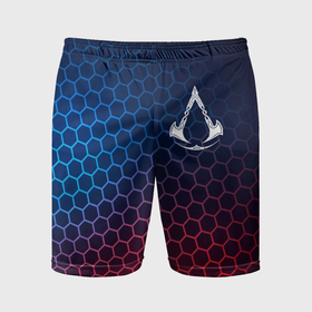 Мужские шорты спортивные с принтом Assassins Creed неоновые соты ,  |  | 