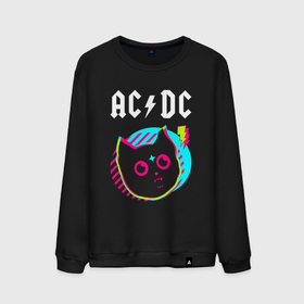 Мужской свитшот хлопок с принтом AC DC rock star cat , 100% хлопок |  | 