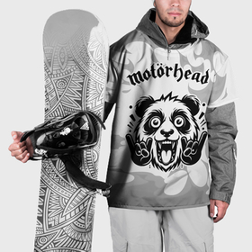 Накидка на куртку 3D с принтом Motorhead рок панда на светлом фоне в Екатеринбурге, 100% полиэстер |  | 