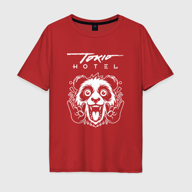 Мужская футболка хлопок Oversize с принтом Tokio Hotel rock panda , 100% хлопок | свободный крой, круглый ворот, “спинка” длиннее передней части | 