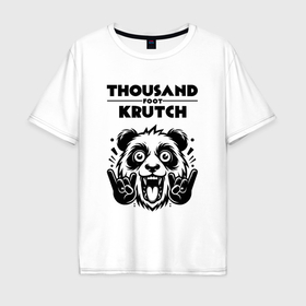 Мужская футболка хлопок Oversize с принтом Thousand Foot Krutch   rock panda , 100% хлопок | свободный крой, круглый ворот, “спинка” длиннее передней части | 