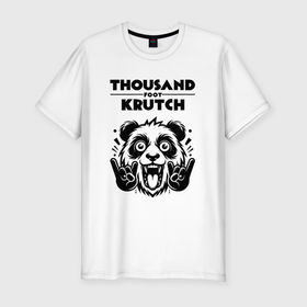 Мужская футболка хлопок Slim с принтом Thousand Foot Krutch   rock panda в Санкт-Петербурге, 92% хлопок, 8% лайкра | приталенный силуэт, круглый вырез ворота, длина до линии бедра, короткий рукав | 