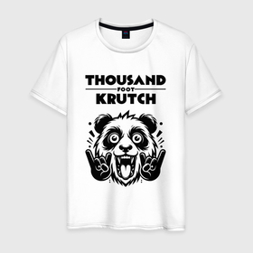 Мужская футболка хлопок с принтом Thousand Foot Krutch   rock panda в Санкт-Петербурге, 100% хлопок | прямой крой, круглый вырез горловины, длина до линии бедер, слегка спущенное плечо. | 