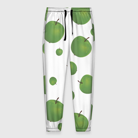Мужские брюки 3D с принтом Зелёные яблоки фон в Санкт-Петербурге, 100% полиэстер | манжеты по низу, эластичный пояс регулируется шнурком, по бокам два кармана без застежек, внутренняя часть кармана из мелкой сетки | 