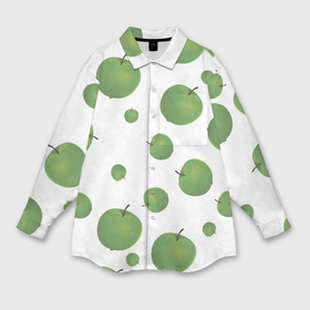 Мужская рубашка oversize 3D с принтом Зелёные яблоки фон в Петрозаводске,  |  | Тематика изображения на принте: 