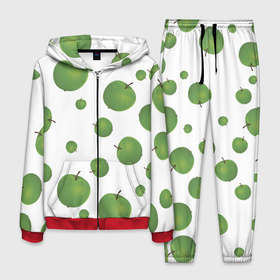 Мужской костюм 3D с принтом Зелёные яблоки фон в Кировске, 100% полиэстер | Манжеты и пояс оформлены тканевой резинкой, двухслойный капюшон со шнурком для регулировки, карманы спереди | 