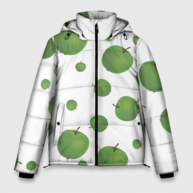 Мужская зимняя куртка 3D с принтом Зелёные яблоки фон в Екатеринбурге, верх — 100% полиэстер; подкладка — 100% полиэстер; утеплитель — 100% полиэстер | длина ниже бедра, свободный силуэт Оверсайз. Есть воротник-стойка, отстегивающийся капюшон и ветрозащитная планка. 

Боковые карманы с листочкой на кнопках и внутренний карман на молнии. | 
