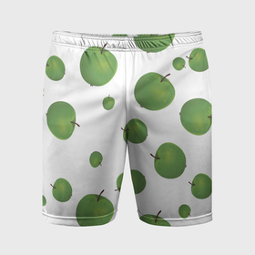 Мужские шорты спортивные с принтом Зелёные яблоки фон в Екатеринбурге,  |  | 