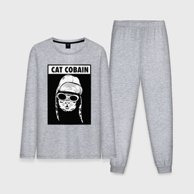 Мужская пижама с лонгсливом хлопок с принтом Cat cobain в городе Новоалтайск,  |  | 
