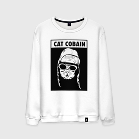 Мужской свитшот хлопок с принтом Cat cobain в городе Новоалтайск, 100% хлопок |  | 