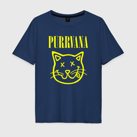Мужская футболка хлопок Oversize с принтом Purrvana в Тюмени, 100% хлопок | свободный крой, круглый ворот, “спинка” длиннее передней части | 