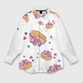 Мужская рубашка oversize 3D с принтом Акварель Песочная корзинка с ягодами в Белгороде,  |  | Тематика изображения на принте: 