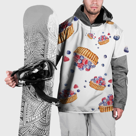 Накидка на куртку 3D с принтом Акварель Песочная корзинка с ягодами в Кировске, 100% полиэстер |  | 