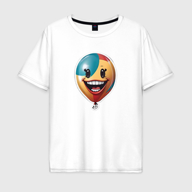 Мужская футболка хлопок Oversize с принтом Забавный воздушный шарик в Тюмени, 100% хлопок | свободный крой, круглый ворот, “спинка” длиннее передней части | 