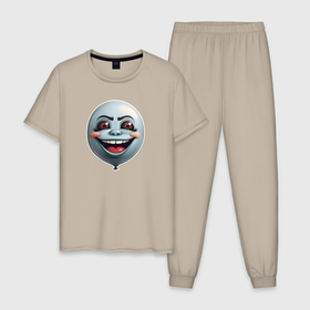 Мужская пижама хлопок с принтом Забавный воздушный шарик в Петрозаводске, 100% хлопок | брюки и футболка прямого кроя, без карманов, на брюках мягкая резинка на поясе и по низу штанин
 | 