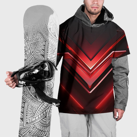 Накидка на куртку 3D с принтом Красно   черная объемная абстракция  с неоном , 100% полиэстер |  | 