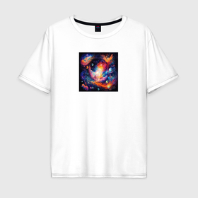 Мужская футболка хлопок Oversize с принтом Абстракция: планеты в Курске, 100% хлопок | свободный крой, круглый ворот, “спинка” длиннее передней части | 