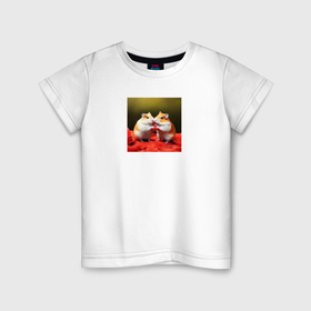 Детская футболка хлопок с принтом Влюбленные хомяки в Белгороде, 100% хлопок | круглый вырез горловины, полуприлегающий силуэт, длина до линии бедер | Тематика изображения на принте: 