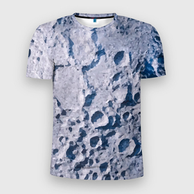 Мужская футболка 3D Slim с принтом Кратеры на Луне   star dust в Новосибирске, 100% полиэстер с улучшенными характеристиками | приталенный силуэт, круглая горловина, широкие плечи, сужается к линии бедра | Тематика изображения на принте: 