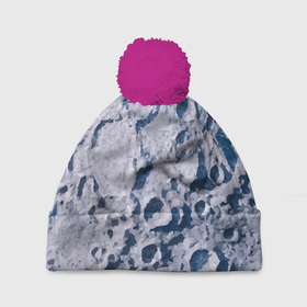 Шапка 3D c помпоном с принтом Кратеры на Луне   star dust в Новосибирске, 100% полиэстер | универсальный размер, печать по всей поверхности изделия | Тематика изображения на принте: 