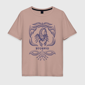 Мужская футболка хлопок Oversize с принтом Скорпион   астрологические знаки , 100% хлопок | свободный крой, круглый ворот, “спинка” длиннее передней части | Тематика изображения на принте: 