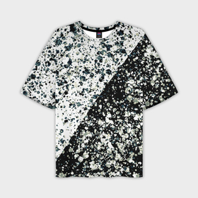 Мужская футболка oversize 3D с принтом Абстрактный чёрно белый пятнистый в Кировске,  |  | 