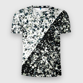 Мужская футболка 3D Slim с принтом Абстрактный чёрно белый пятнистый в Новосибирске, 100% полиэстер с улучшенными характеристиками | приталенный силуэт, круглая горловина, широкие плечи, сужается к линии бедра | Тематика изображения на принте: 