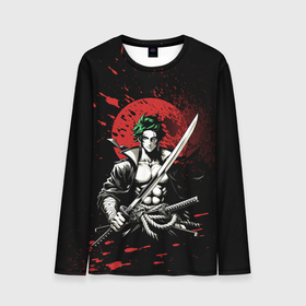 Мужской лонгслив 3D с принтом Ван пис   Зоро самурай в городе Новоалтайск, 100% полиэстер | длинные рукава, круглый вырез горловины, полуприлегающий силуэт | 