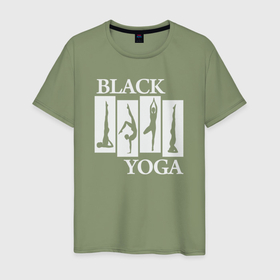 Мужская футболка хлопок с принтом Black yoga , 100% хлопок | прямой крой, круглый вырез горловины, длина до линии бедер, слегка спущенное плечо. | 