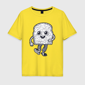 Мужская футболка хлопок Oversize с принтом Человек хлебушек , 100% хлопок | свободный крой, круглый ворот, “спинка” длиннее передней части | 