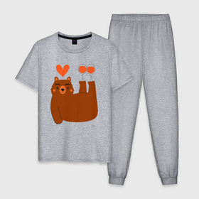 Мужская пижама хлопок с принтом Мишка с винишком в Екатеринбурге, 100% хлопок | брюки и футболка прямого кроя, без карманов, на брюках мягкая резинка на поясе и по низу штанин
 | 