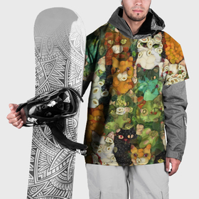 Накидка на куртку 3D с принтом Овощи фрукты и кошачьи морды в Курске, 100% полиэстер |  | Тематика изображения на принте: 
