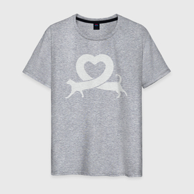 Мужская футболка хлопок с принтом Cats love в Курске, 100% хлопок | прямой крой, круглый вырез горловины, длина до линии бедер, слегка спущенное плечо. | Тематика изображения на принте: 